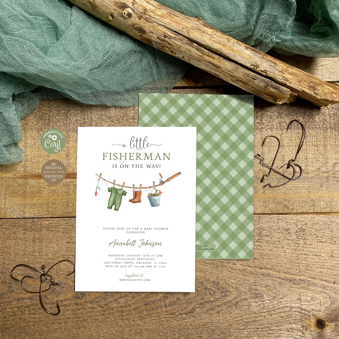 Fishing Baby Shower Invitation Fisherman is on the Way Baby - Etsy | Etsy (US)