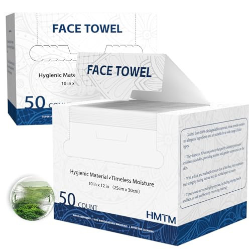 Face Towels, 10” x 12”, Face Towelettes Disposable, Extra Thick Soft and Absorbent for Sensitive Skin, Disposable Face Towel for Makeup Remover, Dry Wipes, 100 Count（2 Pack） | Amazon (US)
