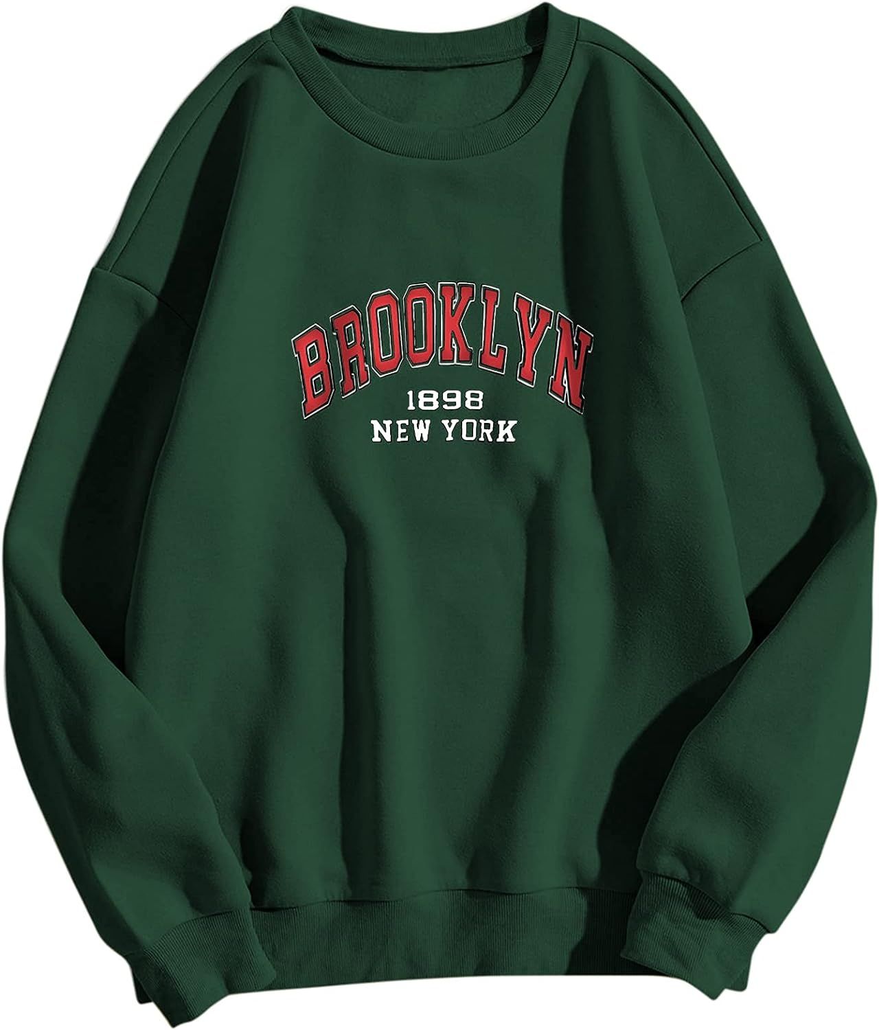 MISSACTIVER Women Oversized Brooklyn New York Letter Print Sweatshirt Crewneck Long Sleeve Drop Shou | Amazon (US)
