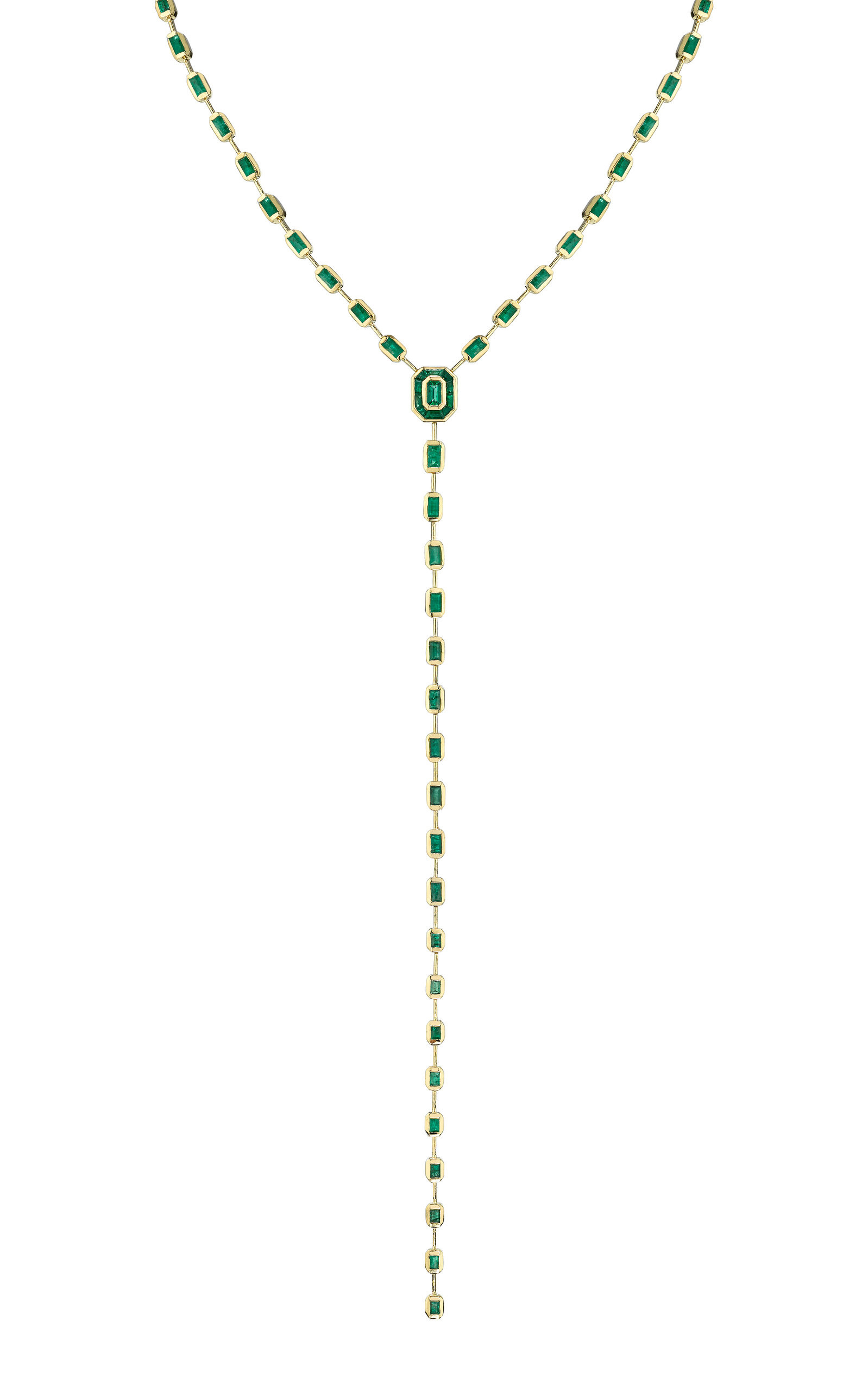 Illusion 18K Yellow Gold Emerald Lariat Necklace | Moda Operandi (Global)