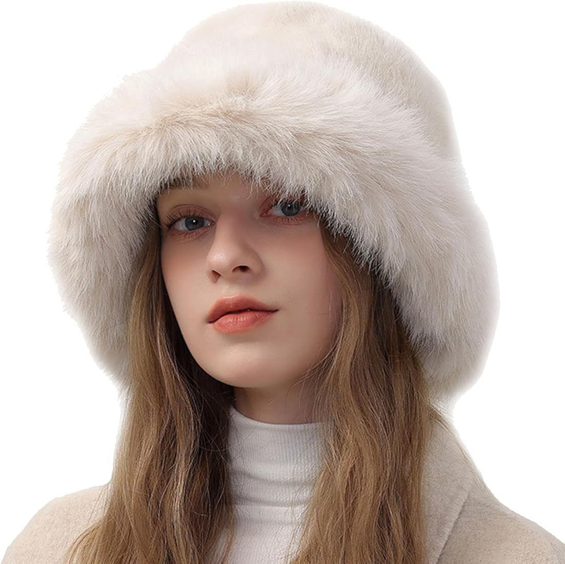Peicees Winter Bucket Hat for Women Girls Fur Russian Ushanka Ladies Fluffy Snow Hat Fuzzy Fisher... | Amazon (US)
