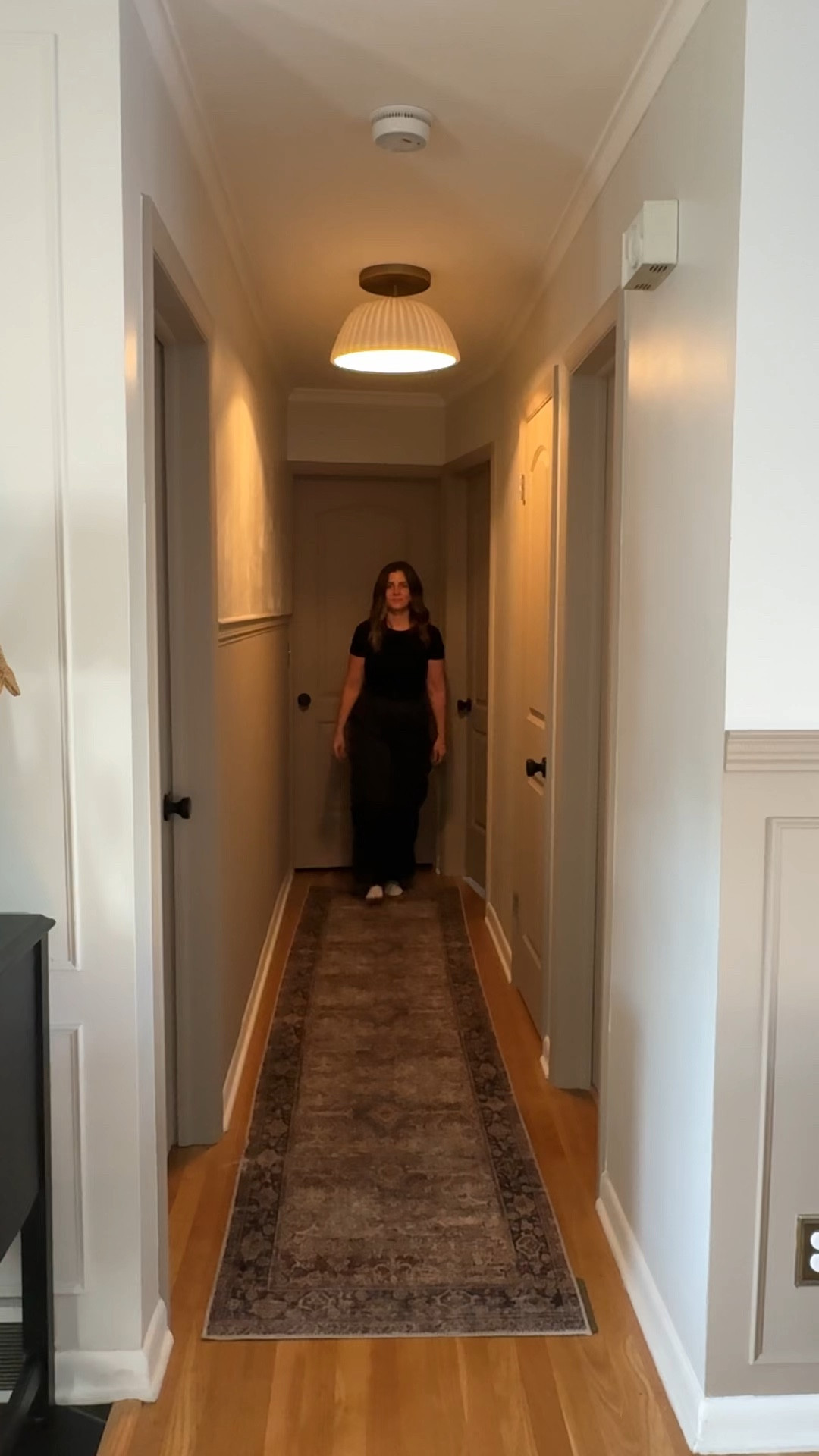 Hallway wallpaper! 

Wallpaper - runner rug - diamond - beadboard - trim - molding - chair rail 

#LTKFamily #LTKHome #LTKVideo