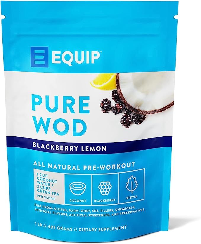 Equip Foods PureWOD Natural Pre Workout Energy Powder - with 200 mg Green Tea Caffeine, BCAA, Cre... | Amazon (US)