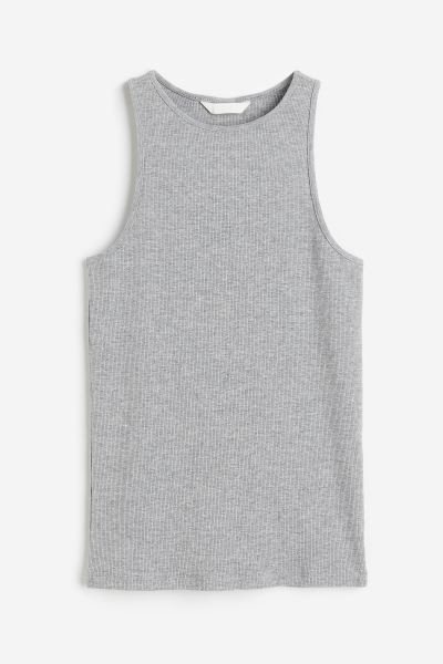 Ribbed vest top - Grey marl - Ladies | H&M GB | H&M (UK, MY, IN, SG, PH, TW, HK)