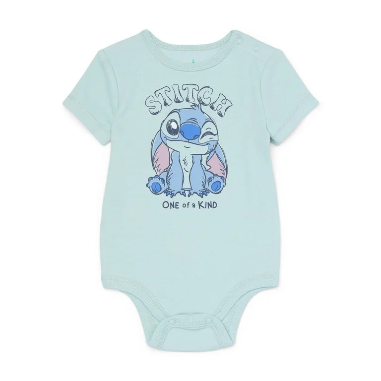 Disney Lilo & Stitch Baby Girls Print Bodysuit with Short Sleeves, 2-Pack, Sizes 0M-24M | Walmart (US)
