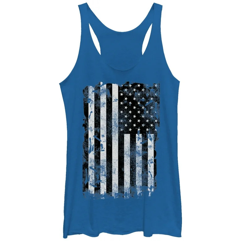 Women's Lost Gods Distressed American Flag  Racerback Tank Top Royal Blue Heather Medium | Walmart (US)