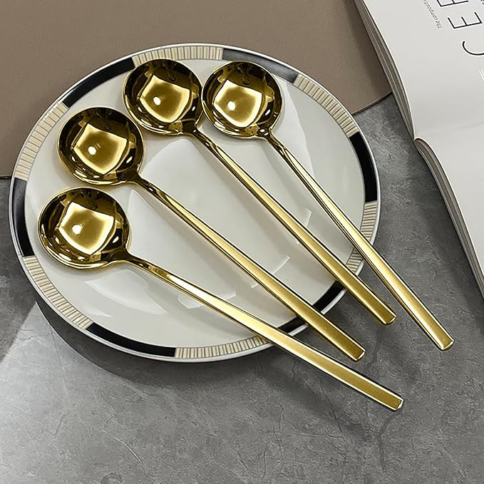 Long Handle Round Spoon – Stainless Steel Stirring Spoon,Watermelon Scoop for Kitchen and Dinin... | Amazon (US)