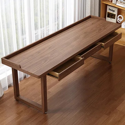 Light chestnut color Rectangular Solid Wood with 3 drawers writing desk | Wayfair North America