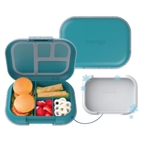 Bentgo Chill Kids Leakproof Lunch Box - 4-Compartment Bento Box with Built-In Ice Pack, 3.3 Cup Capacity, BPA-Free, Microwave & Dishwasher Safe Tray, Ages 3–7 (Truly Teal) | Amazon (US)