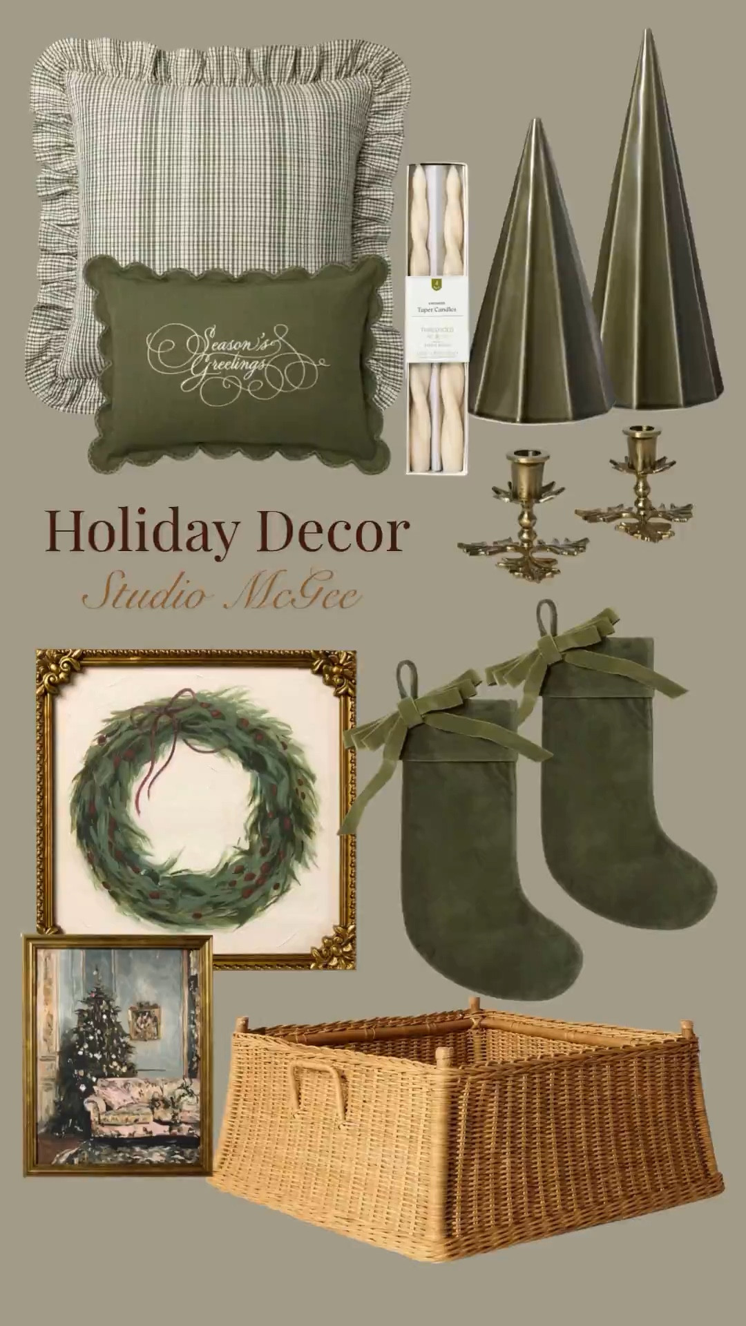 Studio McGee’s holiday home decor collection is here! Grab your favorites while you can! Stockings, artwork, candlesticks, candle, coffee mug, cedar, pine, wreath, garland, bells, christmastime, throw blanket, pillow, holiday gift, gift list, christmas tree collar, holidays

#LTKHome #LTKHoliday #LTKSeasonal