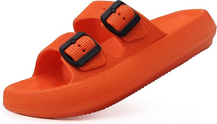 Weweya Pillow Slippers for Women and Men - Cloud Slides - Double Buckle Adjustable - EVA Flat San... | Amazon (US)