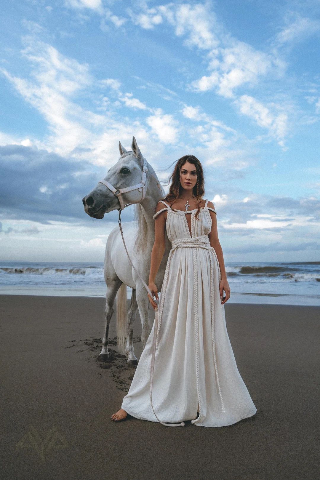 Off White Greek Goddess Dress • Casual Wedding Dress • Bridal Simple Dress • Handmade Braid... | Etsy (US)