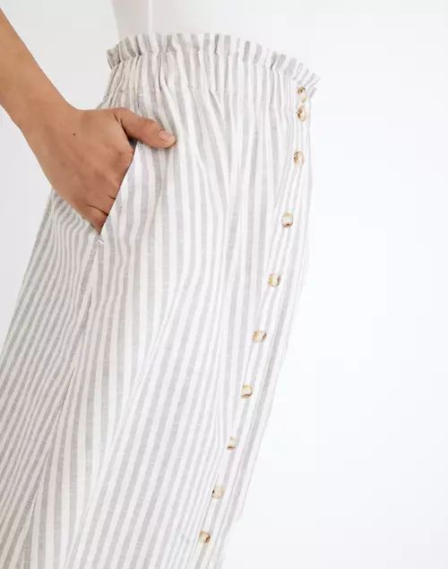 Striped Button-Front Pull-On Midi Skirt | Madewell