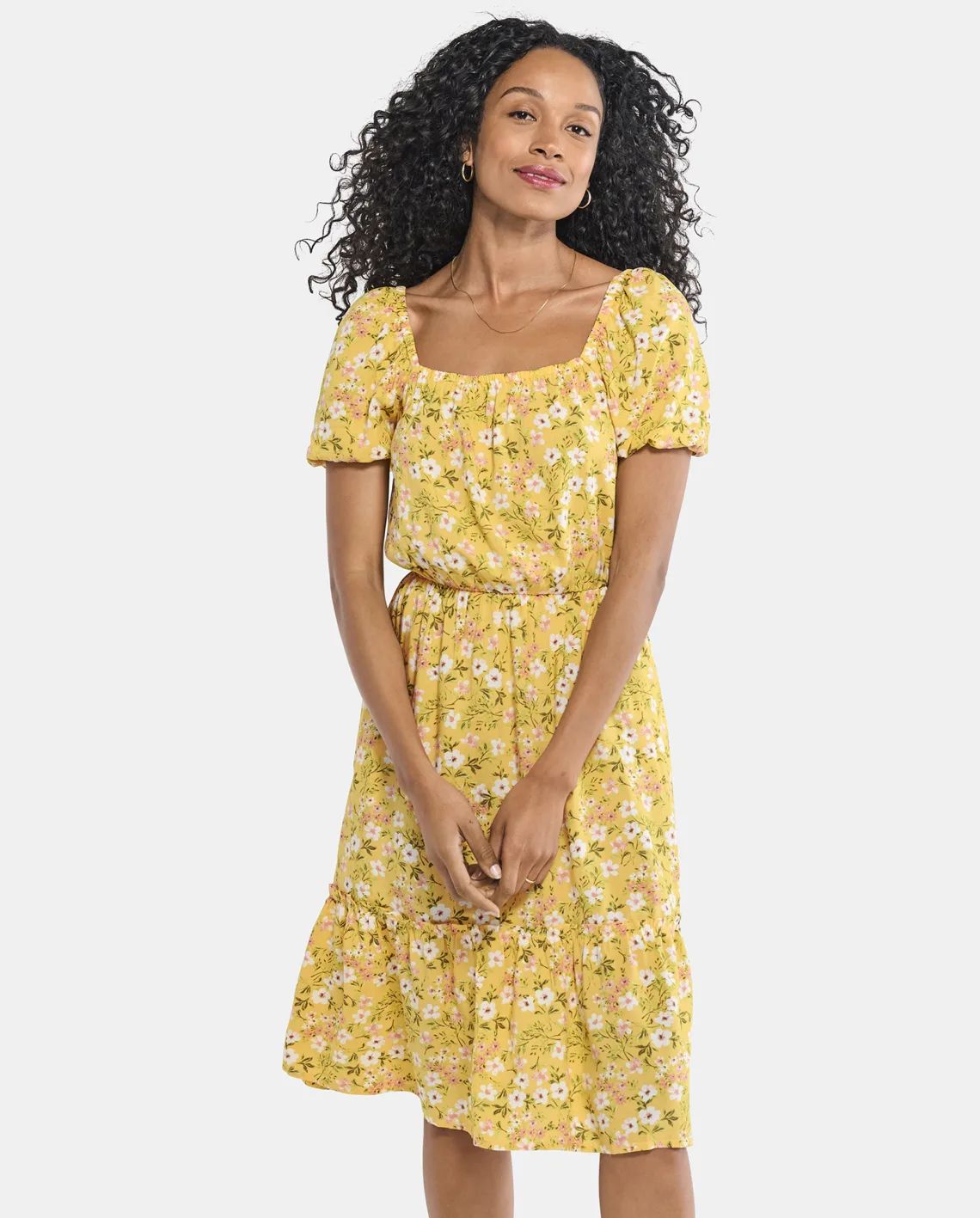 Womens Mommy And Me Floral Tiered Dress - sunset gold | The Children's Place
