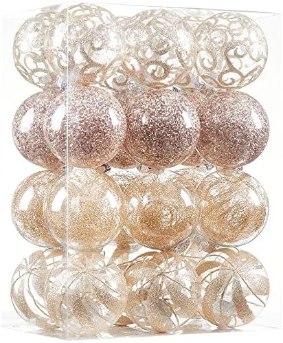 Amazon.com: Munansli Champagne Gold Christmas Ball Ornaments,Christmas Tree Ornaments Shatterproo... | Amazon (US)