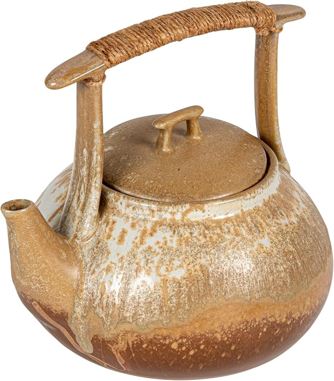 Bloomingville 1.5-Quart Stoneware Teapot with Jute Wrapped Handle, Green | Amazon (US)