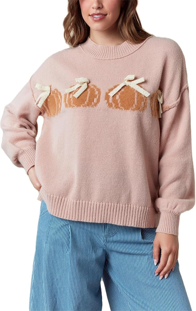 Women Lobster Graphic Knit Sweater Y2k Long Sleeve Crew Neck Sweaters Vintage Goth Pullover Knitw... | Amazon (US)