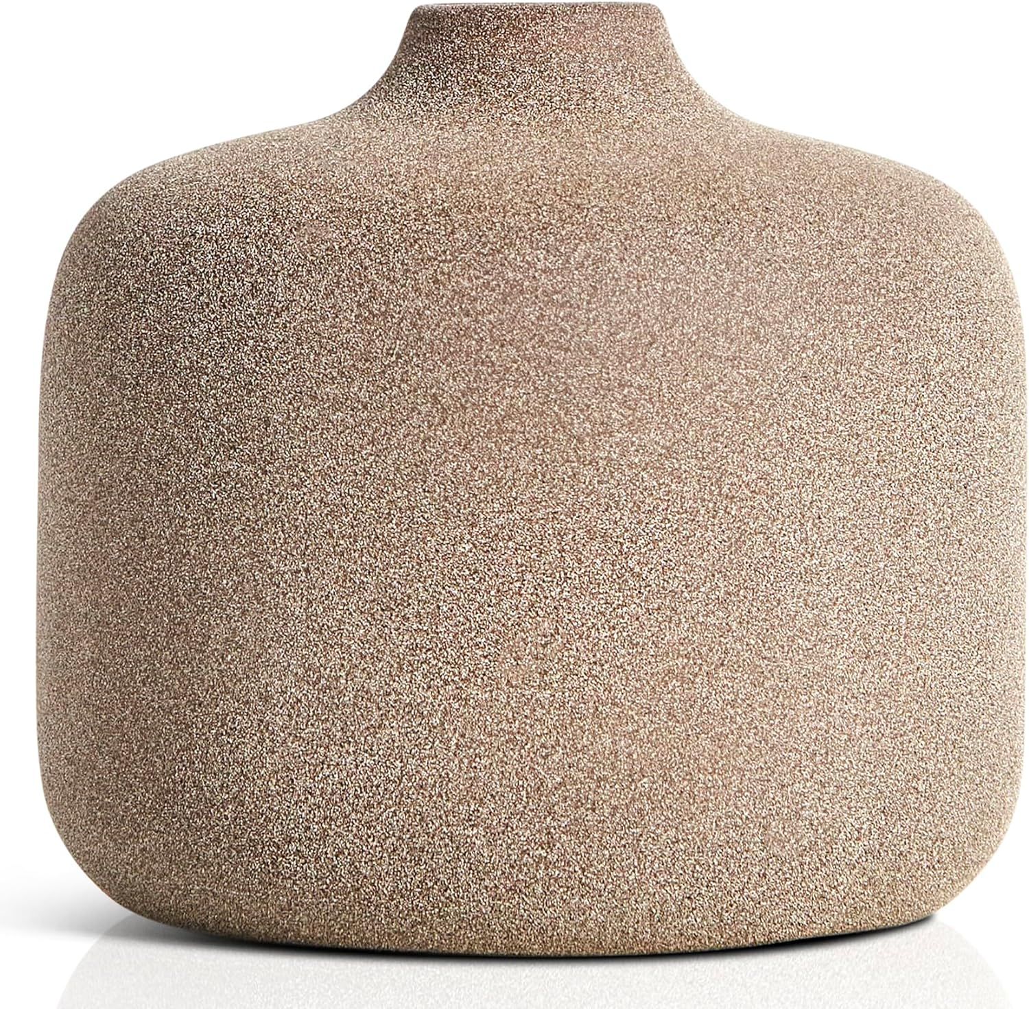 Small Round Ceramic Vase for Minimalist Home Decor - Boho Pampas Grass Vase - Flower Vase for Cof... | Amazon (US)