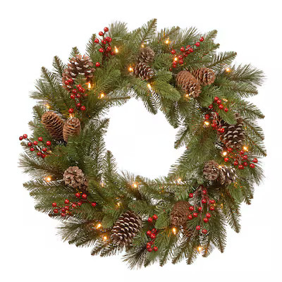 National Tree Company 24-in Pre-lit Indoor/Outdoor Battery-operated Green Berry Artificial Christ... | Lowe's