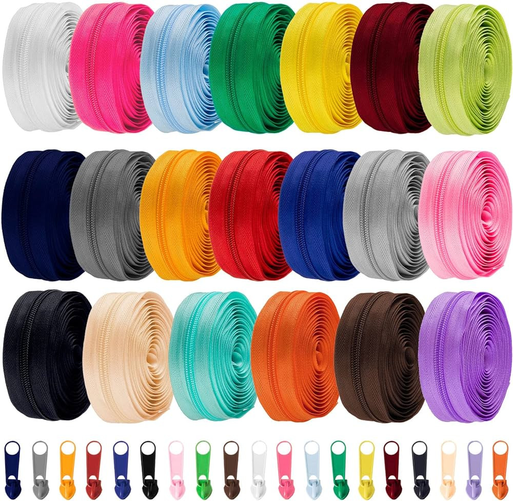 WILLBOND 60 Yards 20 Pcs Sewing Zippers Bulk #5 Nylon Coil Zippers 20 Color Assorted Zipper for S... | Amazon (US)