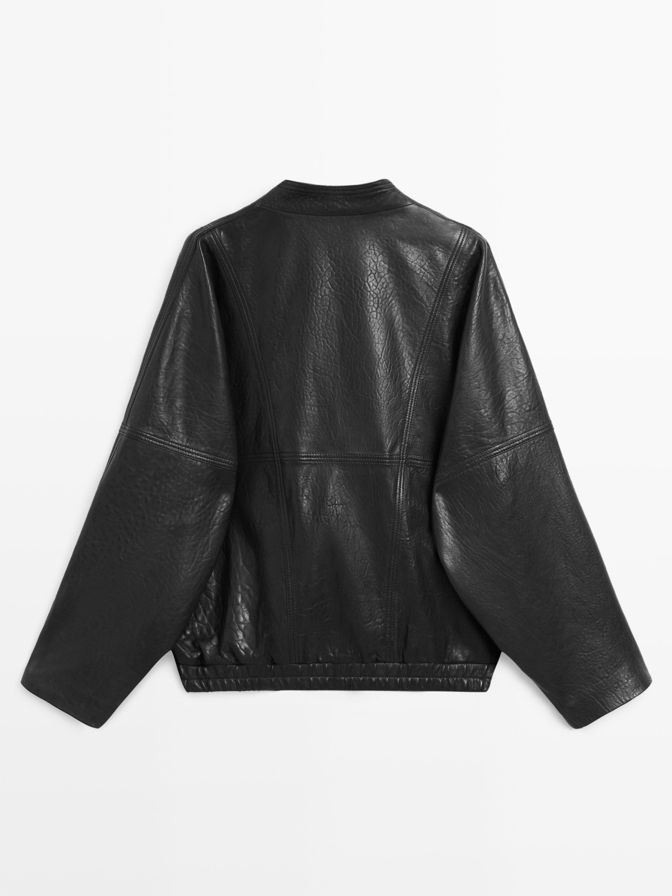 Leather bomber jacket | Massimo Dutti UK