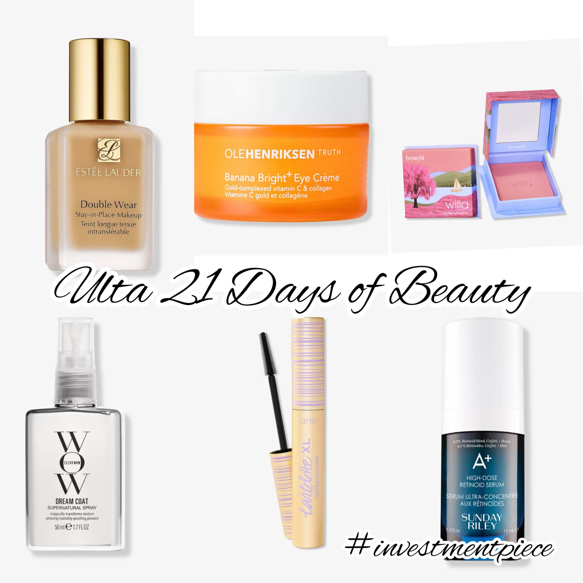 From skincare to must have foundations and anti frizz spray get 50% off these must haves @ulta #21daysofbeauty #investmentpiece

#LTKBeauty #LTKSaleAlert #LTKFindsUnder50