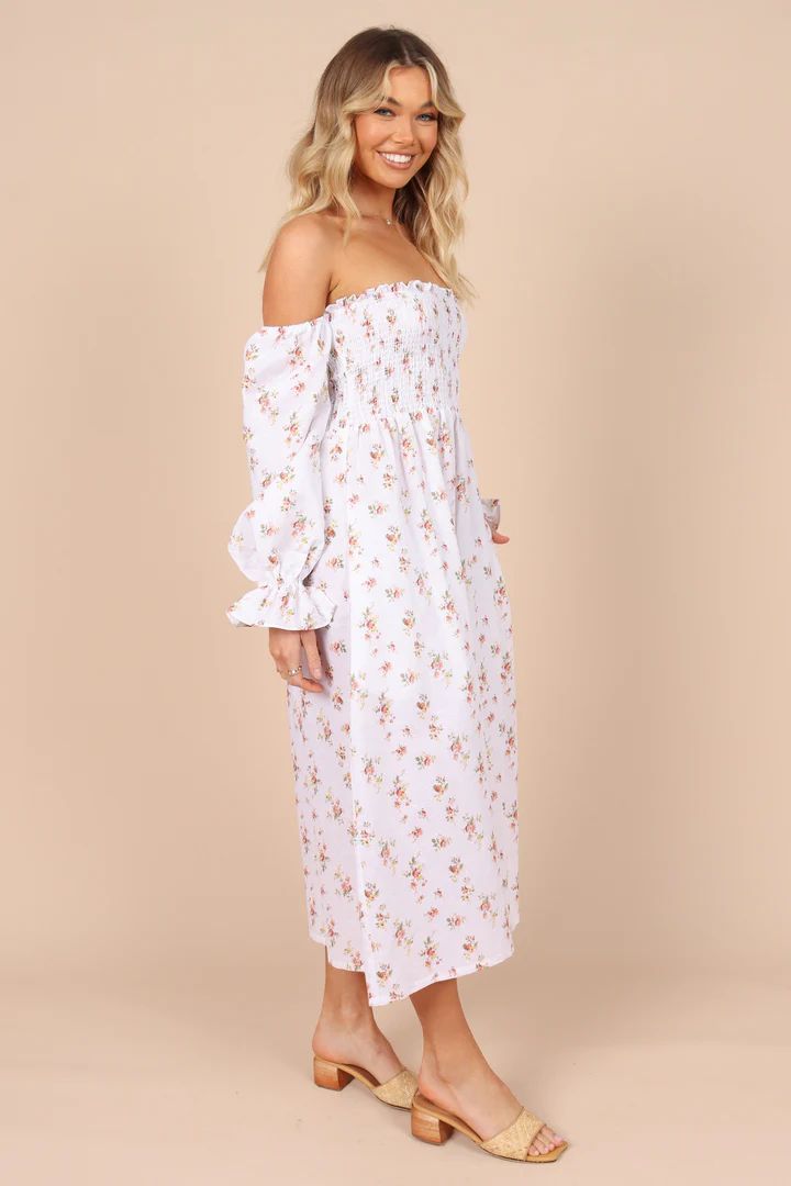 Domenica Shirred Long Sleeve Midi Dress - Ditsy Floral | Petal & Pup (AU)