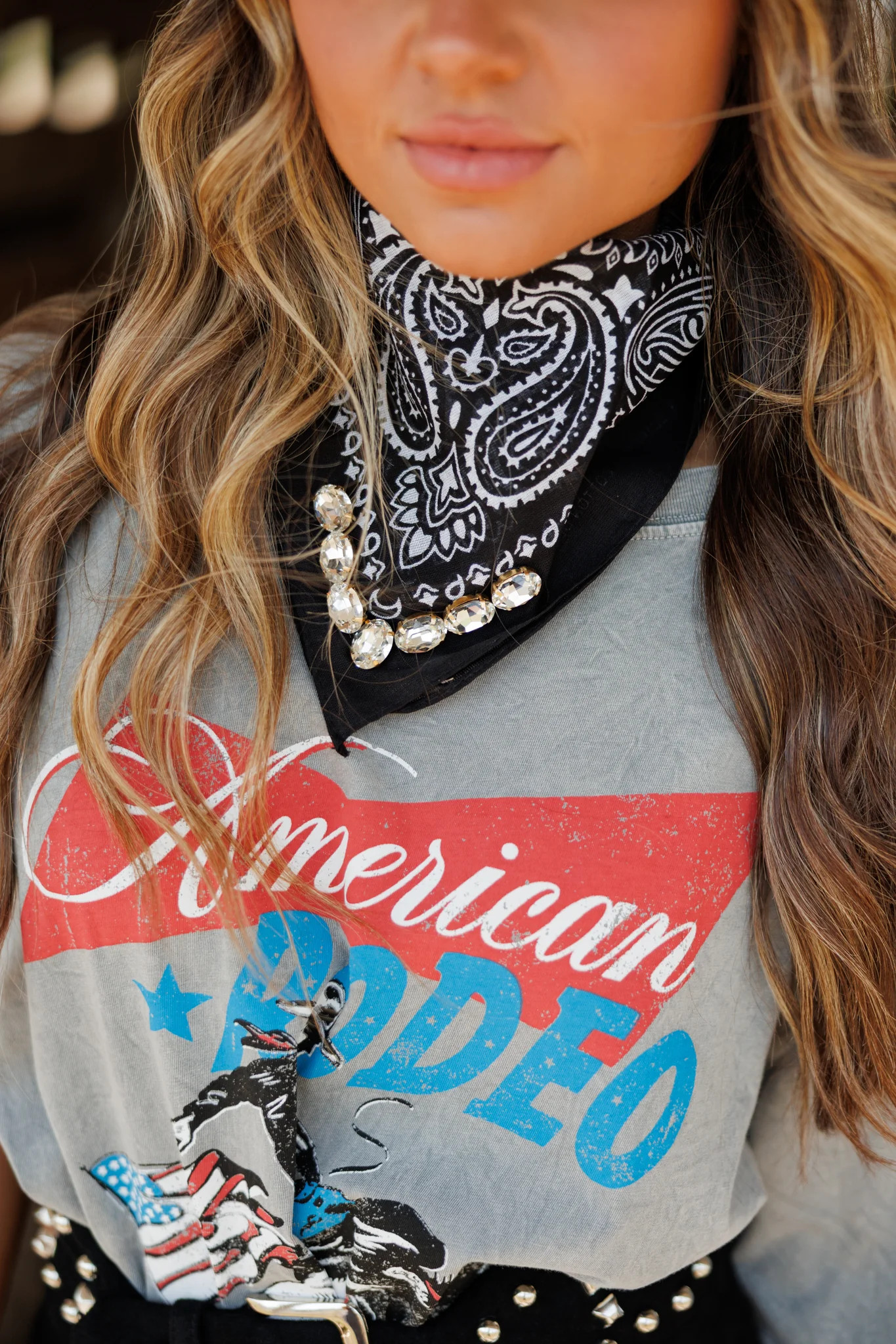 Luxe Rhinestone Bandana in Black | Glitzy Bella