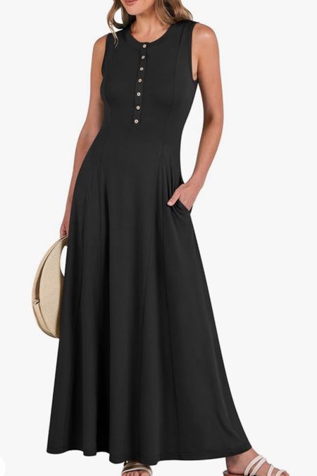 Black button front casual maxi dress 

#LTKFindsUnder100 #LTKFindsUnder50 #LTKOver40