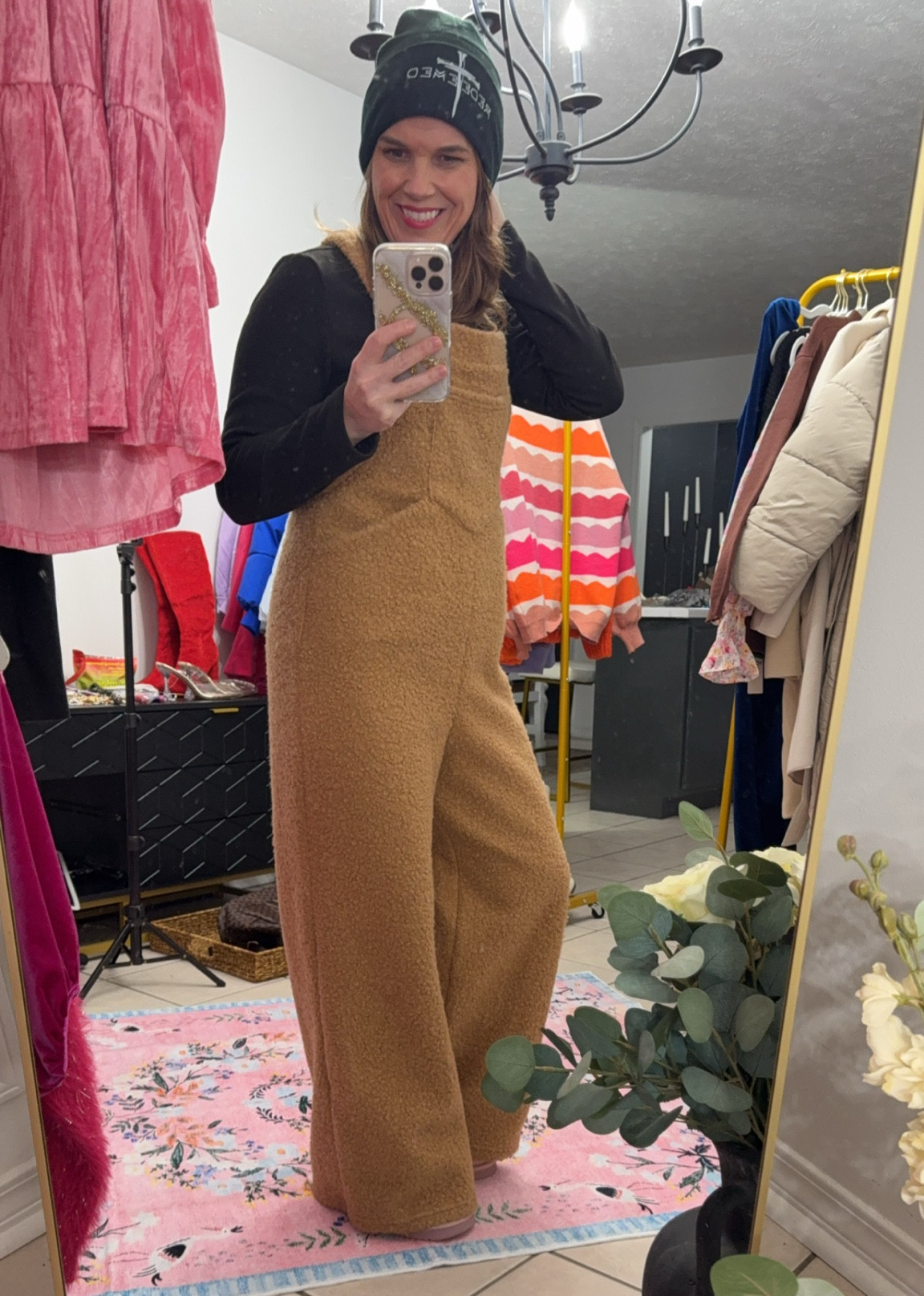 The Teddy Halara Jumpsuit is so warm and cozy and makes the perfect winter outfit! This jumpsuit has adjustable straps making it suitable for most heights! I am 5’2 132lb wearing a small!

#LTKFindsUnder50 #LTKSeasonal #LTKStyleTip