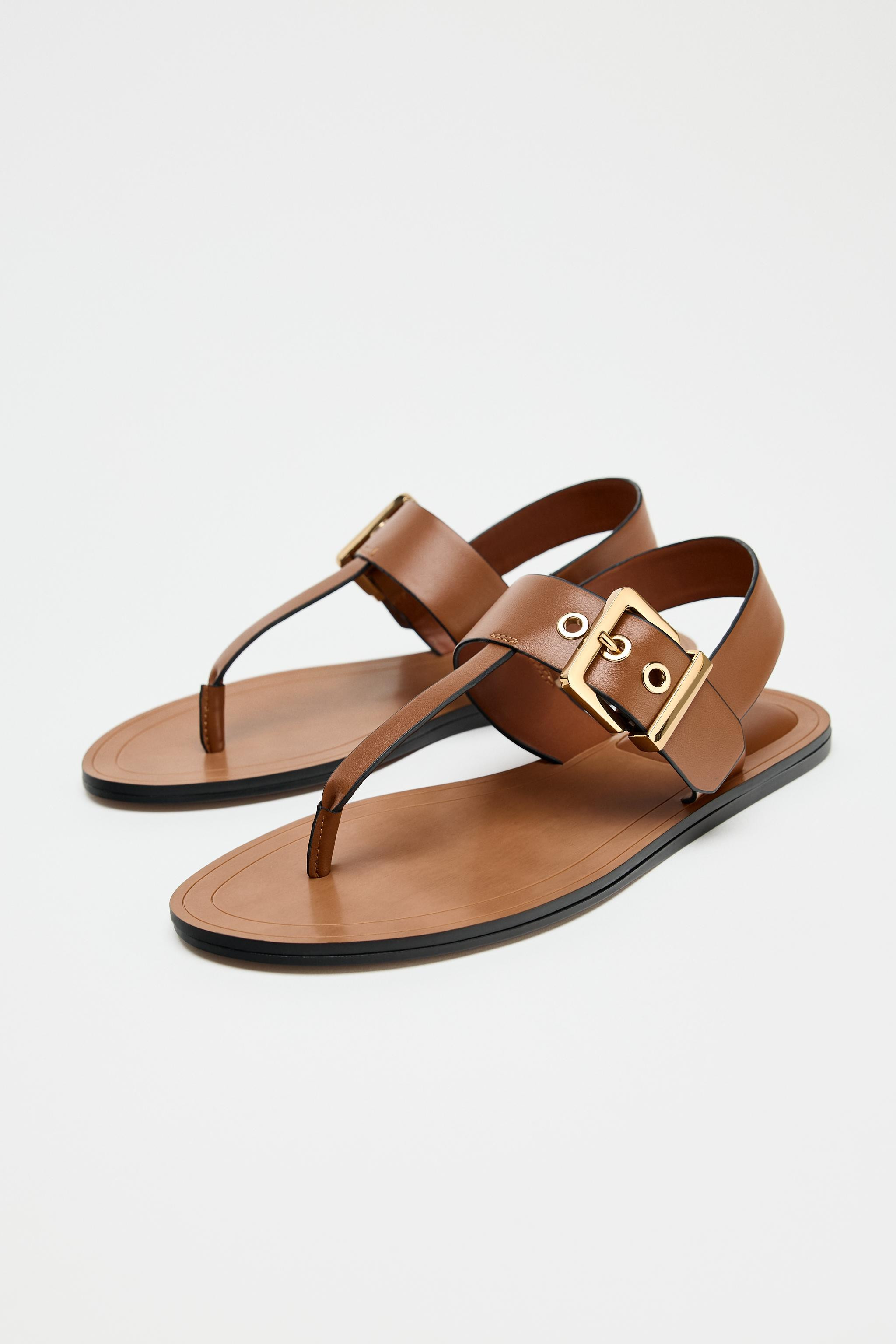 BUCKLED FLAT SANDALS | Zara UK