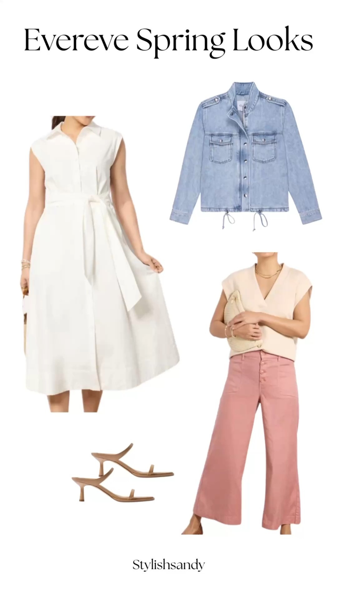 Here are a few new items from Evereve that are just right for spring through summer. 

This versatile spring dress is for work, wine tasting, or graduation. It fits tts, and I'm wearing a size xs.
The Rails jacket is a style to wear over dresses, skirts, or jeans. I like it with the wide-leg pants. The color is so fresh for spring. Plus, it runs tts.
You will love this adorable top. Wear it with jeans or a skirt. It runs tts, and I'm wearing a size xs. 
This sandal is so comfortable and will go with everything in your closet.

@evereveofficial 
#everevepartner
#everevestyle

#LTKOver40 #LTKWatchNow #LTKSeasonal