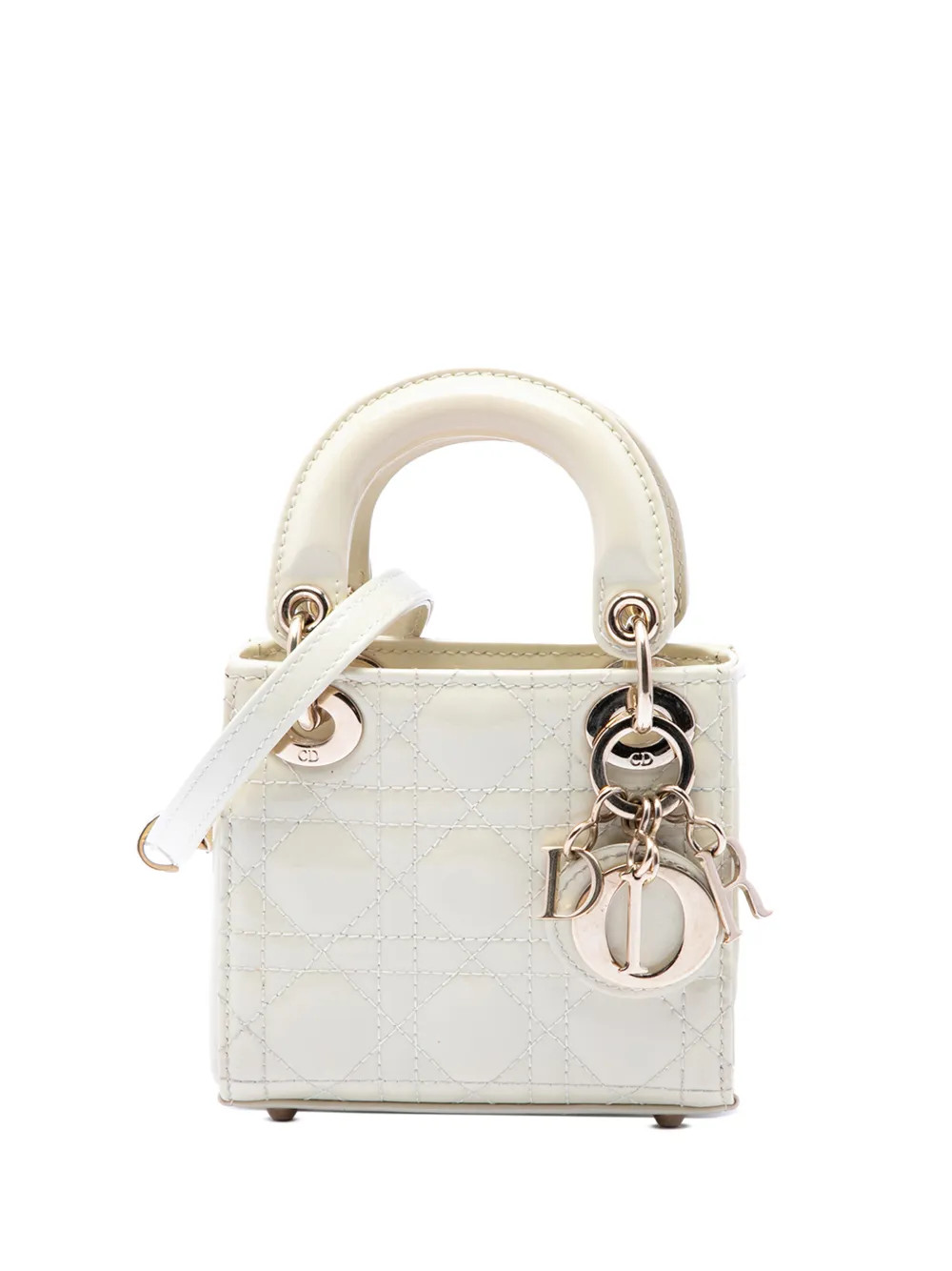 Christian Dior Pre-Owned 2021 Micro Patent Cannage Lady Dior Satchel | White | FARFETCH | Farfetch Global