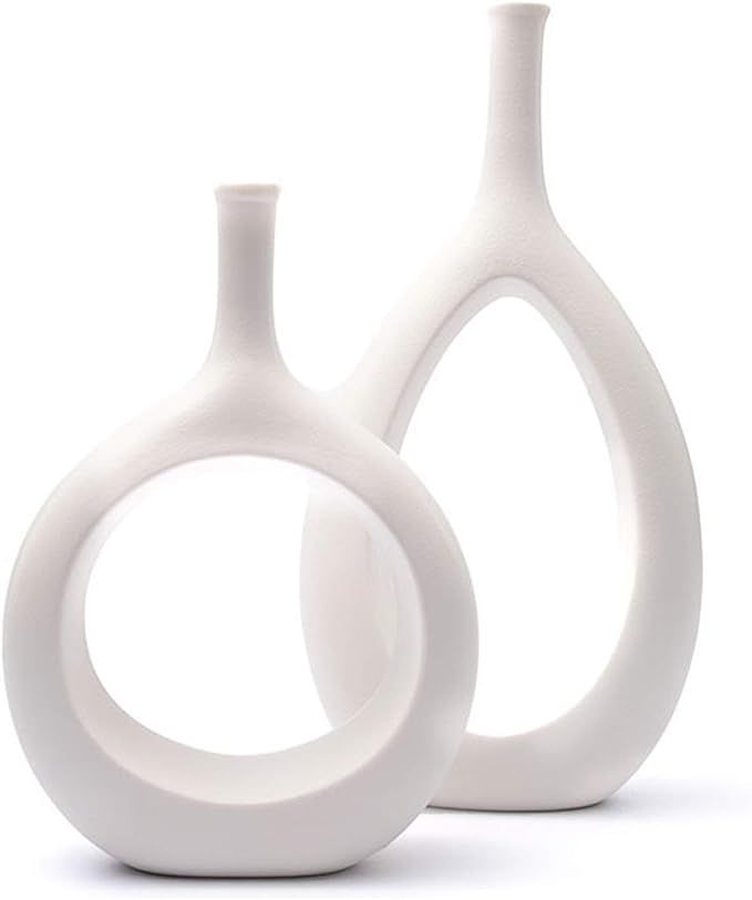 Vases Ceramic Flower Vases, Set of 2 Handmade Modern Decorative Vase for Living Room, Kitchen, Ta... | Amazon (US)
