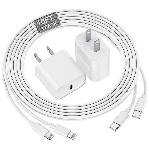 iPhone 14 13 12 11 Fast Charger, [MFi Certified] 10 FT Long USB C to Lightning Cable with 20W USB... | Amazon (US)