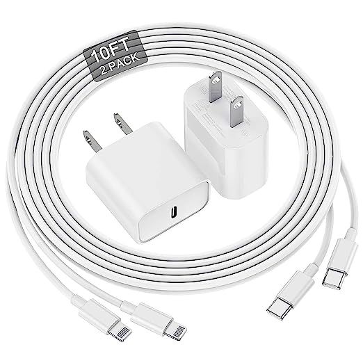 iPhone 14 13 12 11 Fast Charger, [MFi Certified] 10 FT Long USB C to Lightning Cable with 20W USB... | Amazon (US)