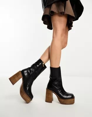 ASOS DESIGN Romeo leather platform boots in black | ASOS (Global)