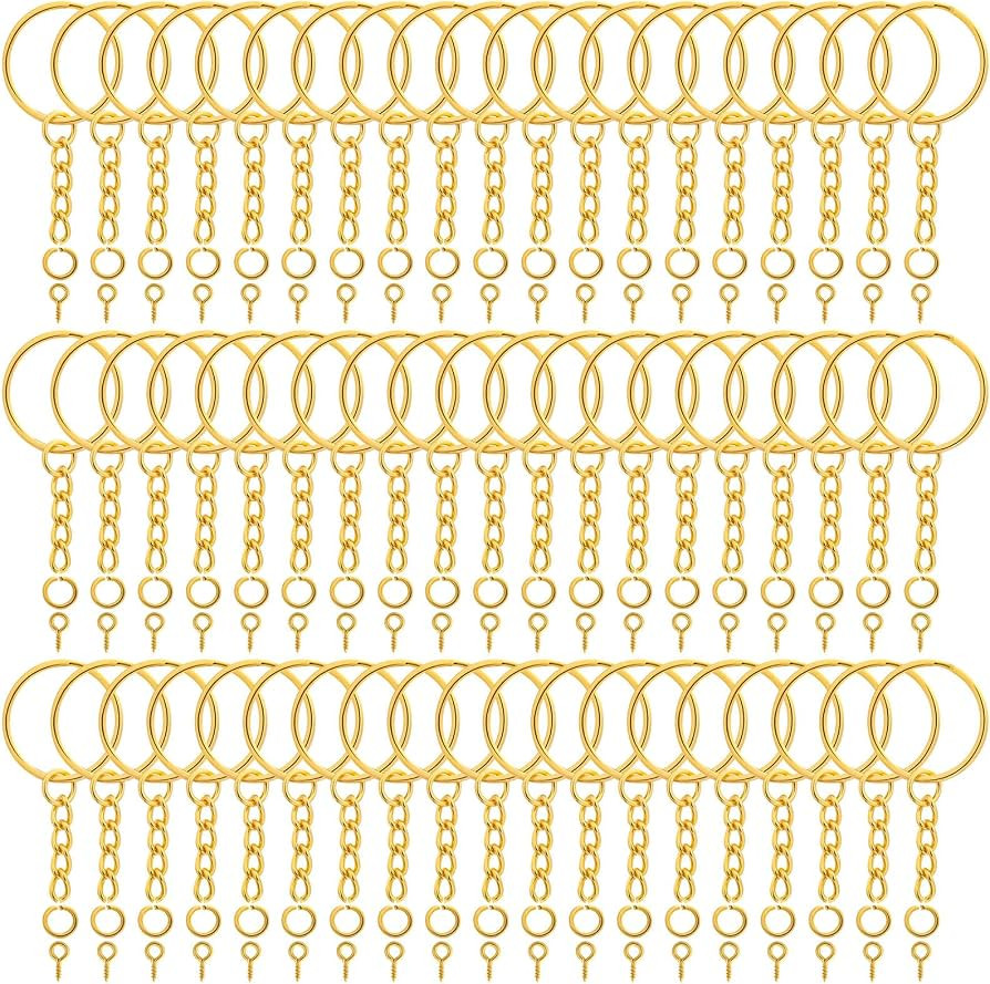 Audab 360Pcs Gold Keychain Bulk, 120Pcs Key Rings with Chain and 120Pcs Open Jump Rings with 120P... | Amazon (US)