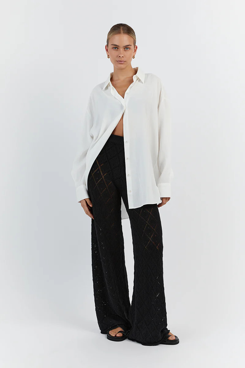 SORRENTO BLACK CROCHET KNIT PANT | DISSH