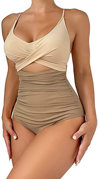 Women Sexy Cutout Push Up High Waisted Swimwear Women Wrap Set One Piece Swimsuit Tummy Control C... | Amazon (US)