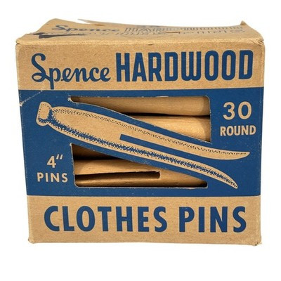 Spence Clothes Pins 30 Hardwood Round 4 Inch Clothespins Vintage in Box USA Made | eBay US