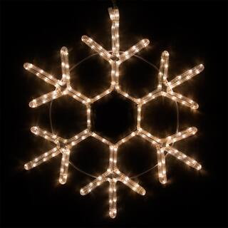 28 in. 164-Light LED Warm White 18 Point Hanging Snowflake Decor | The Home Depot