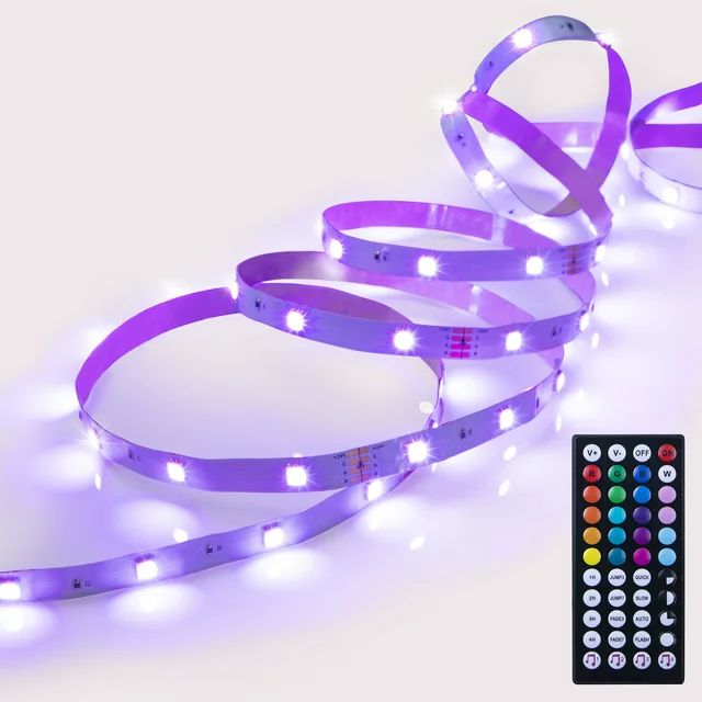 onn. Multicolor LED Light Strip with Sound Reactive Technology, 65' - Walmart.com | Walmart (US)