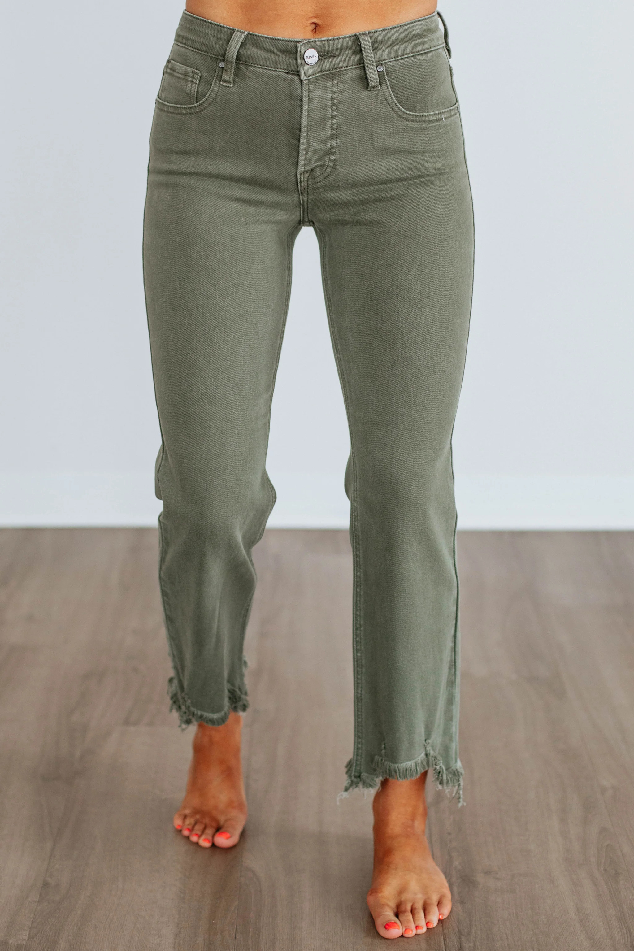 Neona Risen Jeans - Dark Olive | Wild Oak Boutique