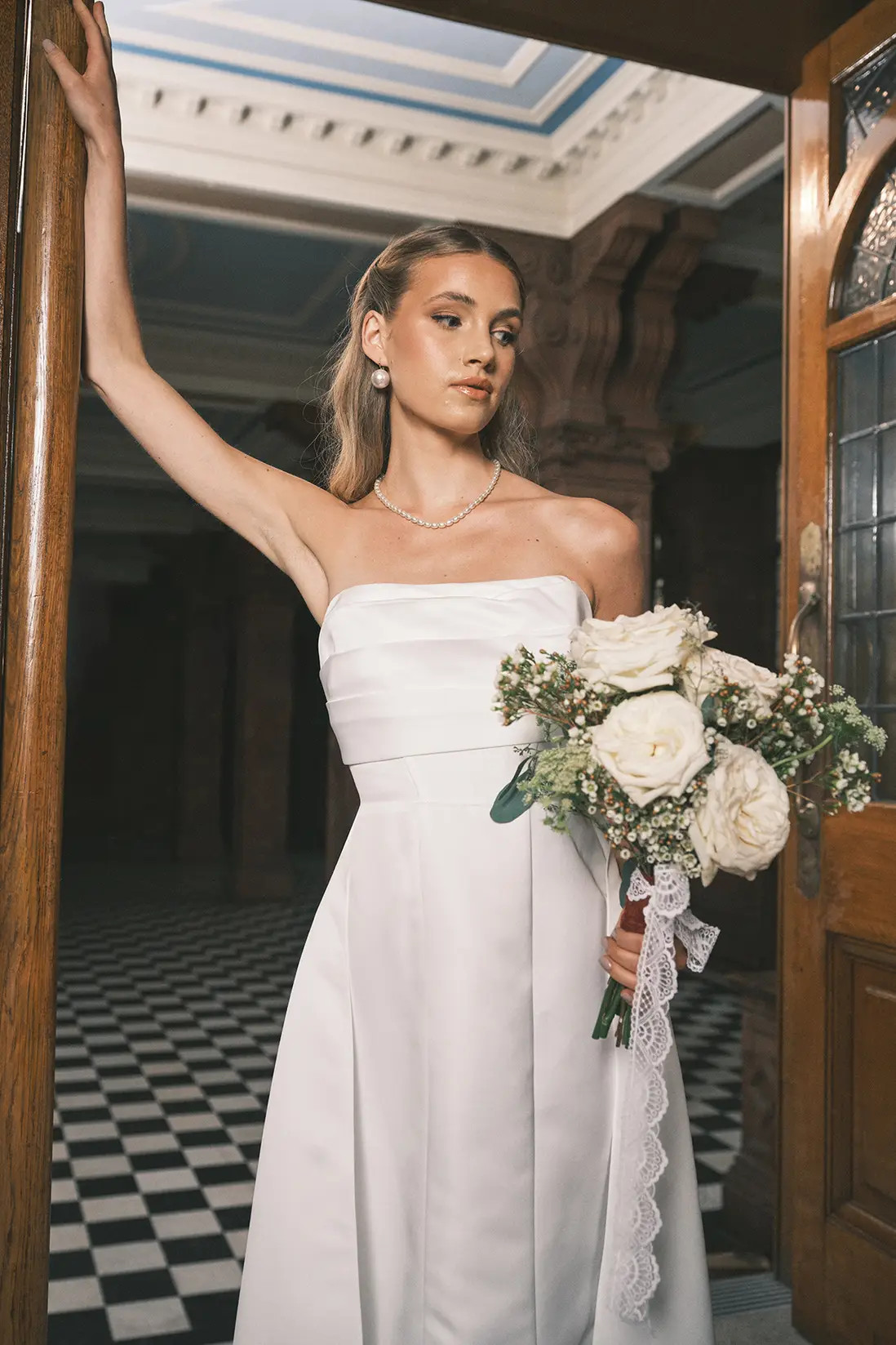 Bandeau corset A Line Satin Wedding Dress | Karen Millen