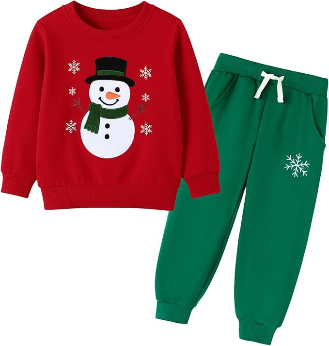 HILEELANG Toddler Boys Winter Clothes Set, 2-Piece Sweatshirt & Pants Long Sleeve Cotton Outfit f... | Amazon (US)