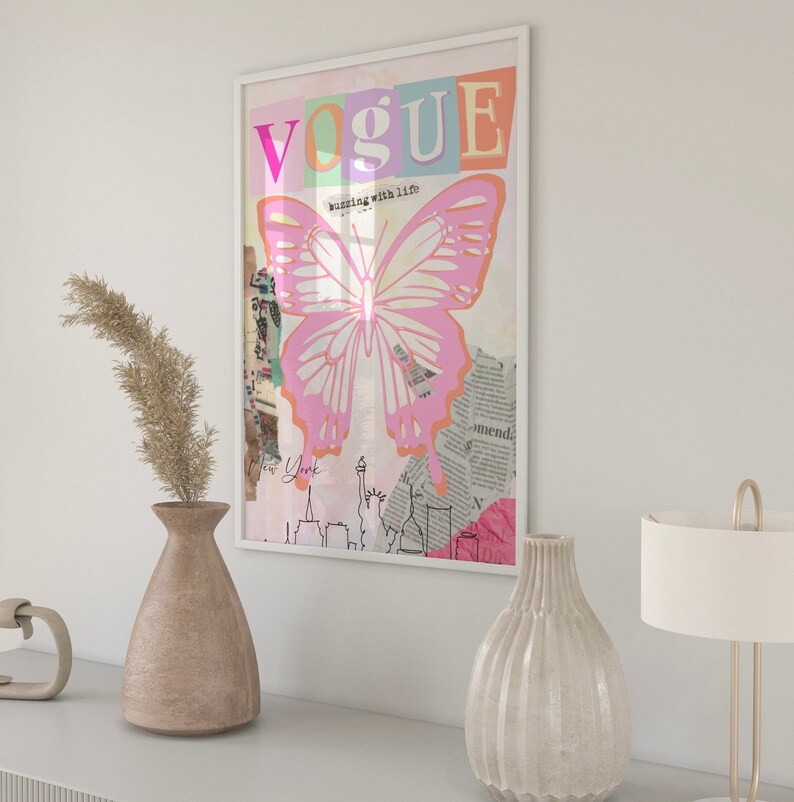 Digital Butterfly Art Print, INSTANT Download, Trendy Abstract Art, Vogue Art Print, College Apar... | Etsy (US)