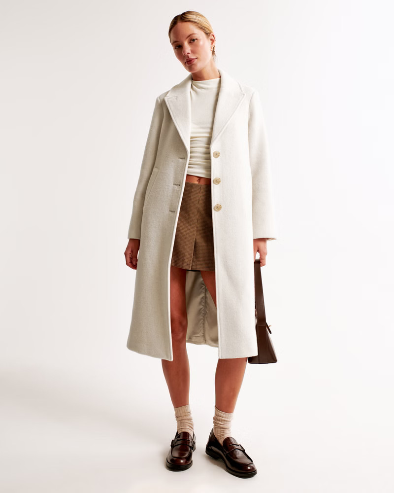 Wool-Blend Tailored Topcoat | Abercrombie & Fitch (US)
