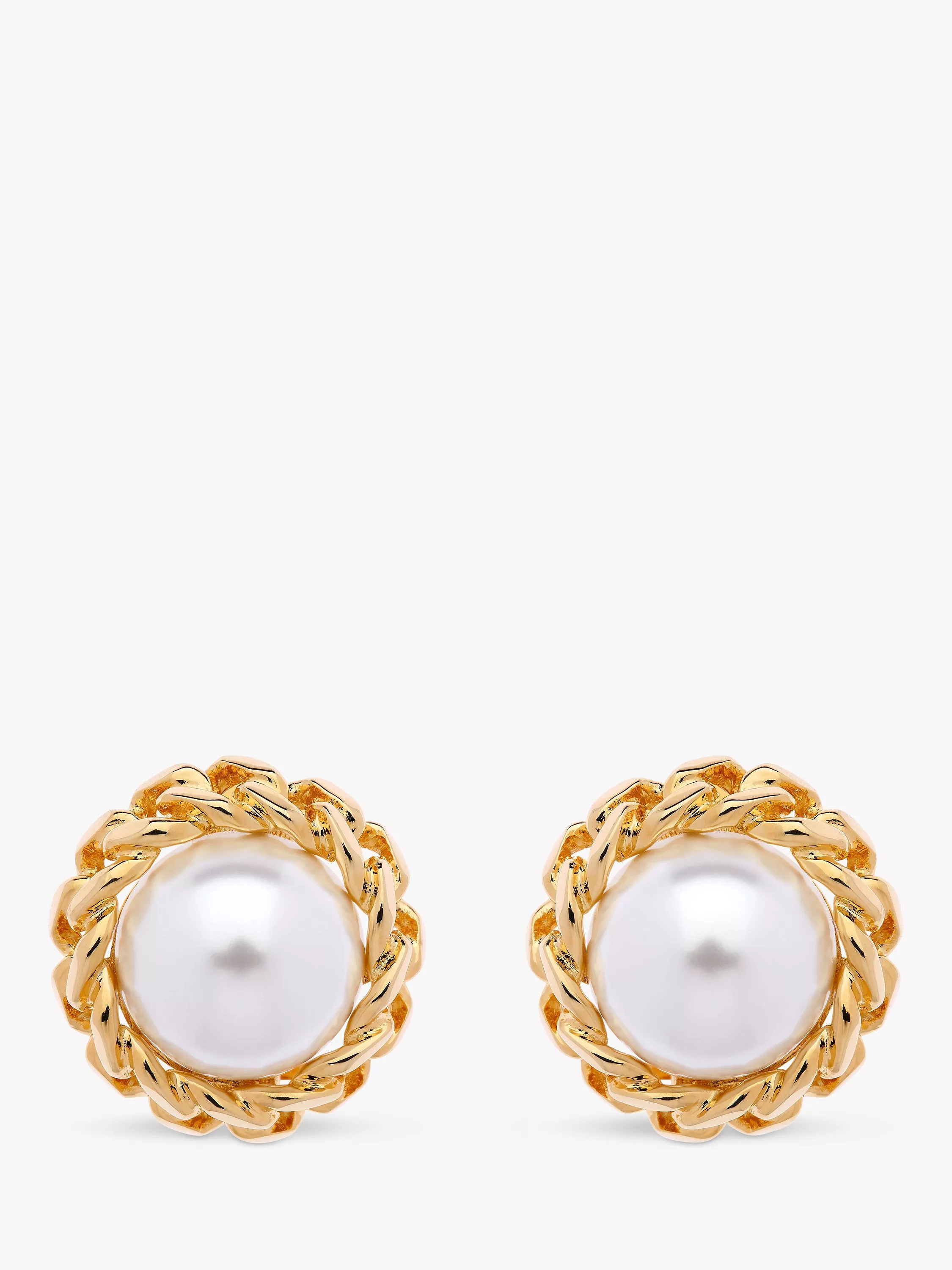 Emma Holland Faux Pearl Round Clip-On Earrings, Gold/White | John Lewis (UK)