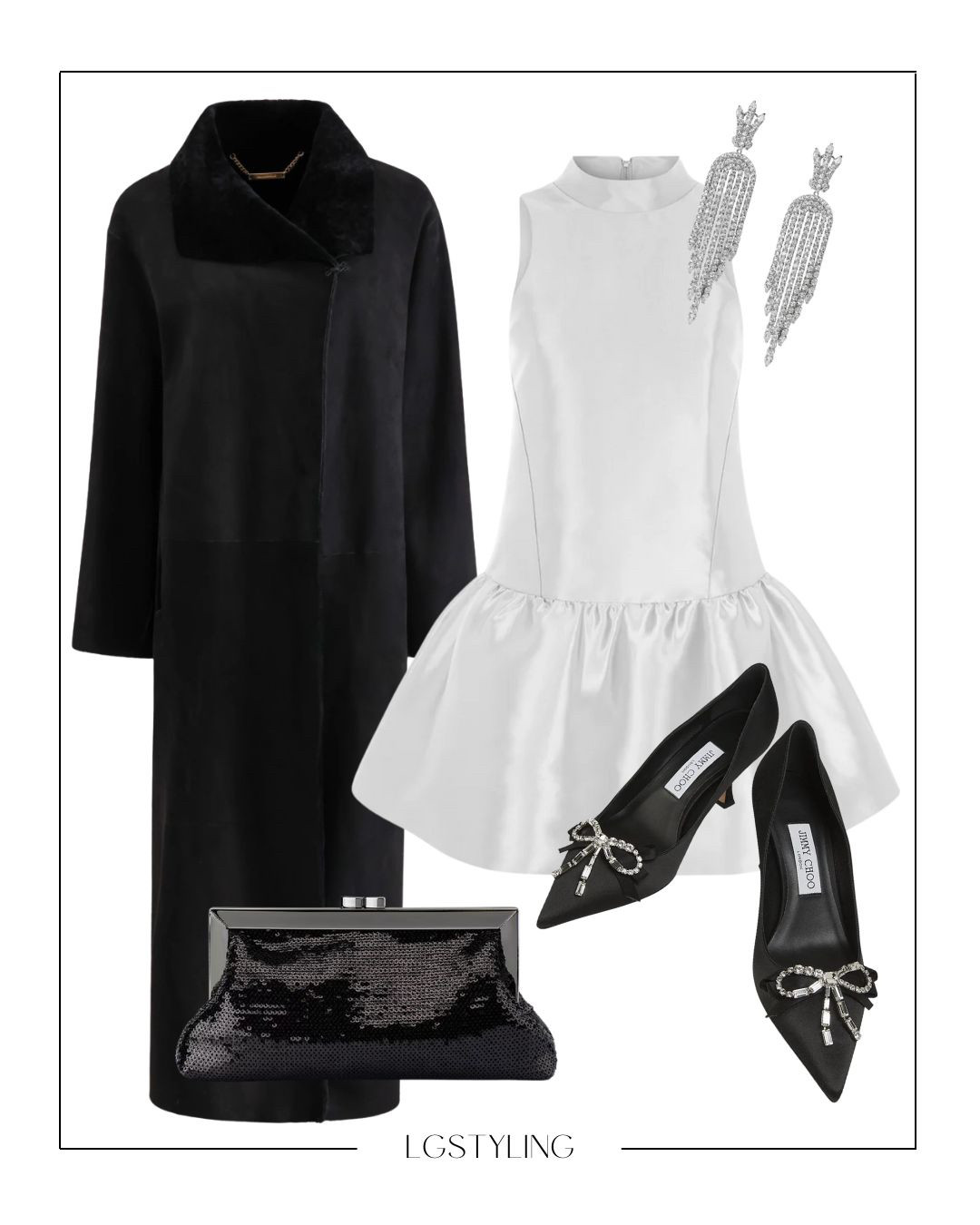 Classic holiday dressing with a modern, fashion-forward twist. 🤍🖤 A structured black coat layered over a crisp white peplum top creates instant contrast, while embellished heels and statement earrings bring just the right amount of festive sparkle. Finished with a black clutch for a timeless, elevated look that works for cocktail parties, dinners, or any dressed-up weekend plans.

#LTKHoliday #LTKStyle #LTKWeekend #HolidayOutfit #HolidayStyle #BlackAndWhiteStyle #ChicHoliday #PartyOutfit #ClassicStyle #StatementAccessories

 

#LTKootd #LTKSeasonal #LTKHoliday